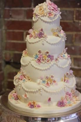Delicate Multicoloured Mini Flower Wedding Cake