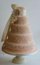 5 Tier Lace Effect Wedding Cake