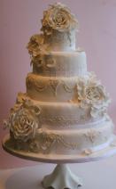Elegant 5 Tier White Wedding Cake