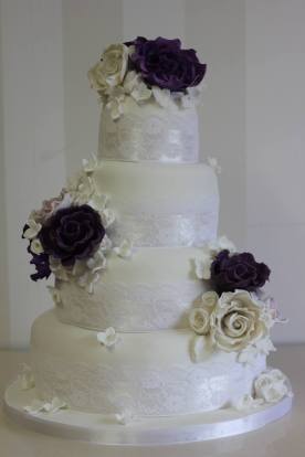 Classic single colour with white 4 Tier Wedding Cake